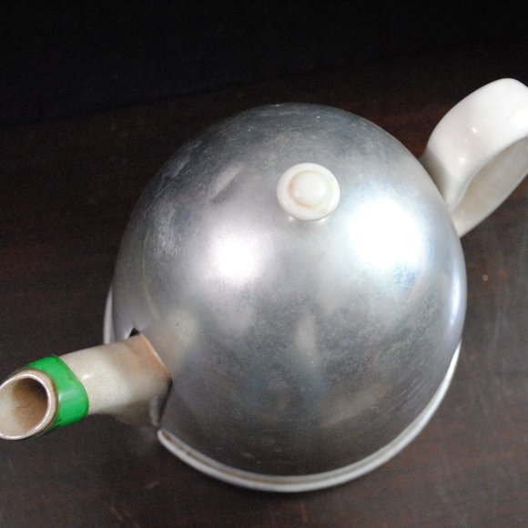 Vintage Porcelain Teapot with Felt Lined Aluminum Warmer - Picture 2 of 16